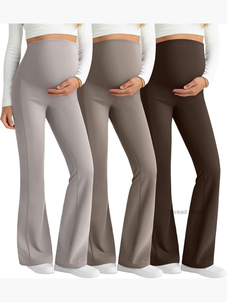 Maternity Flared Leggings Over The Belly Yoga Bootcut Stretchy Pregnancy Pants
